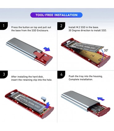 Carcasa NVME tipo C USB 3,1 10G, adaptador SSD M2 NVME