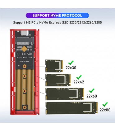 Carcasa NVME tipo C USB 3,1 10G, adaptador SSD M2 NVME