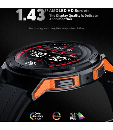 C25 Pulsera Inteligente Reloj Depovo Pantalla AMOLED FullTouch de 1.43 Pulgadas