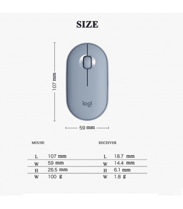 Ratón inalámbrico Bluetooth Logitech Pebble M350 Generico mini y delgado 1000DPI