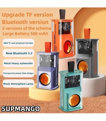 Altavoces A36 Mecha Shake The Bass, altavoces estéreo Bluetooth con Bluetooth transparente, altavoz de audio